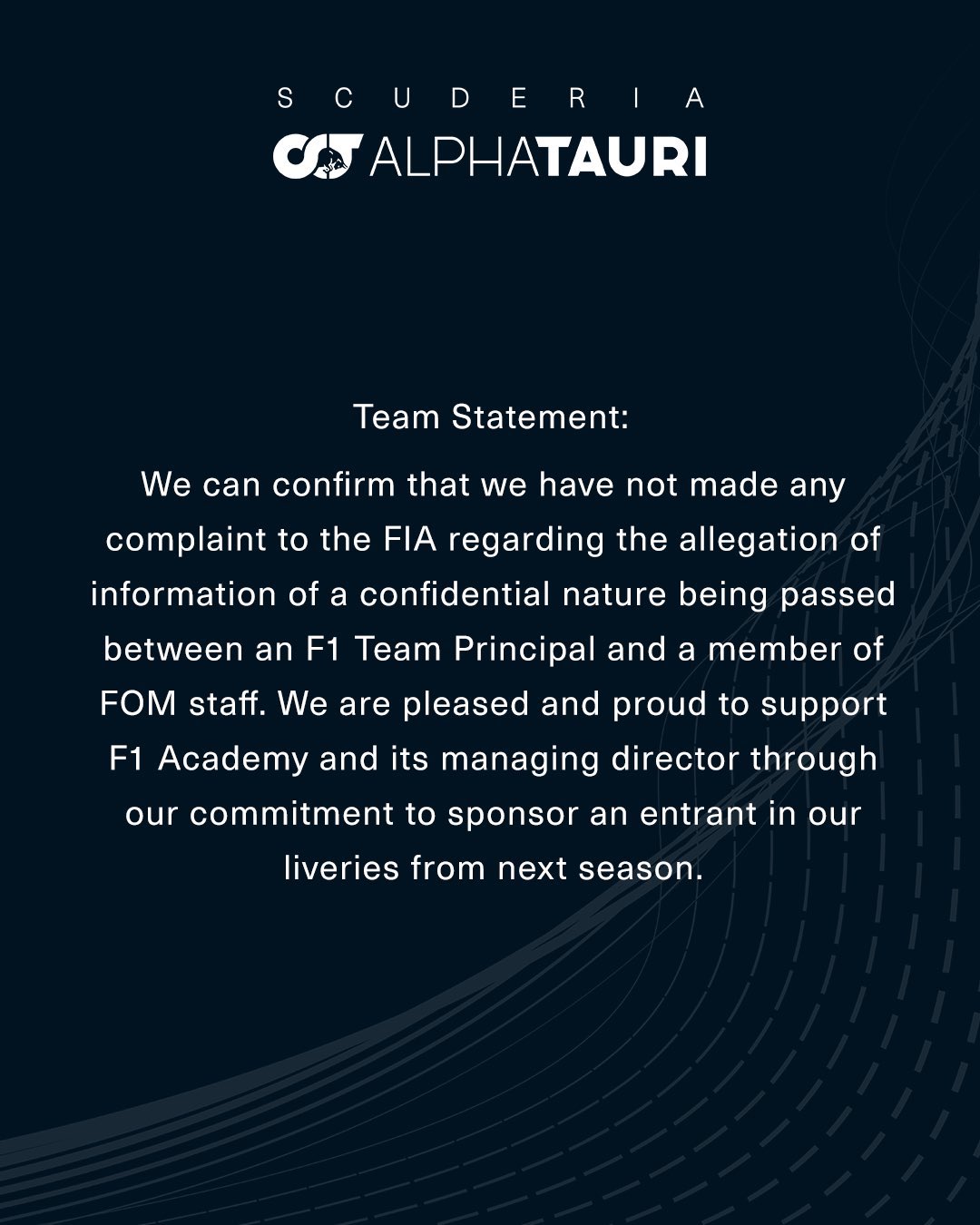 AlphaTauri statement about the investigation on the conflict of interest between Toto and Susie Wolff
