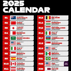 Formula 1: svelato il calendario per il 2025
